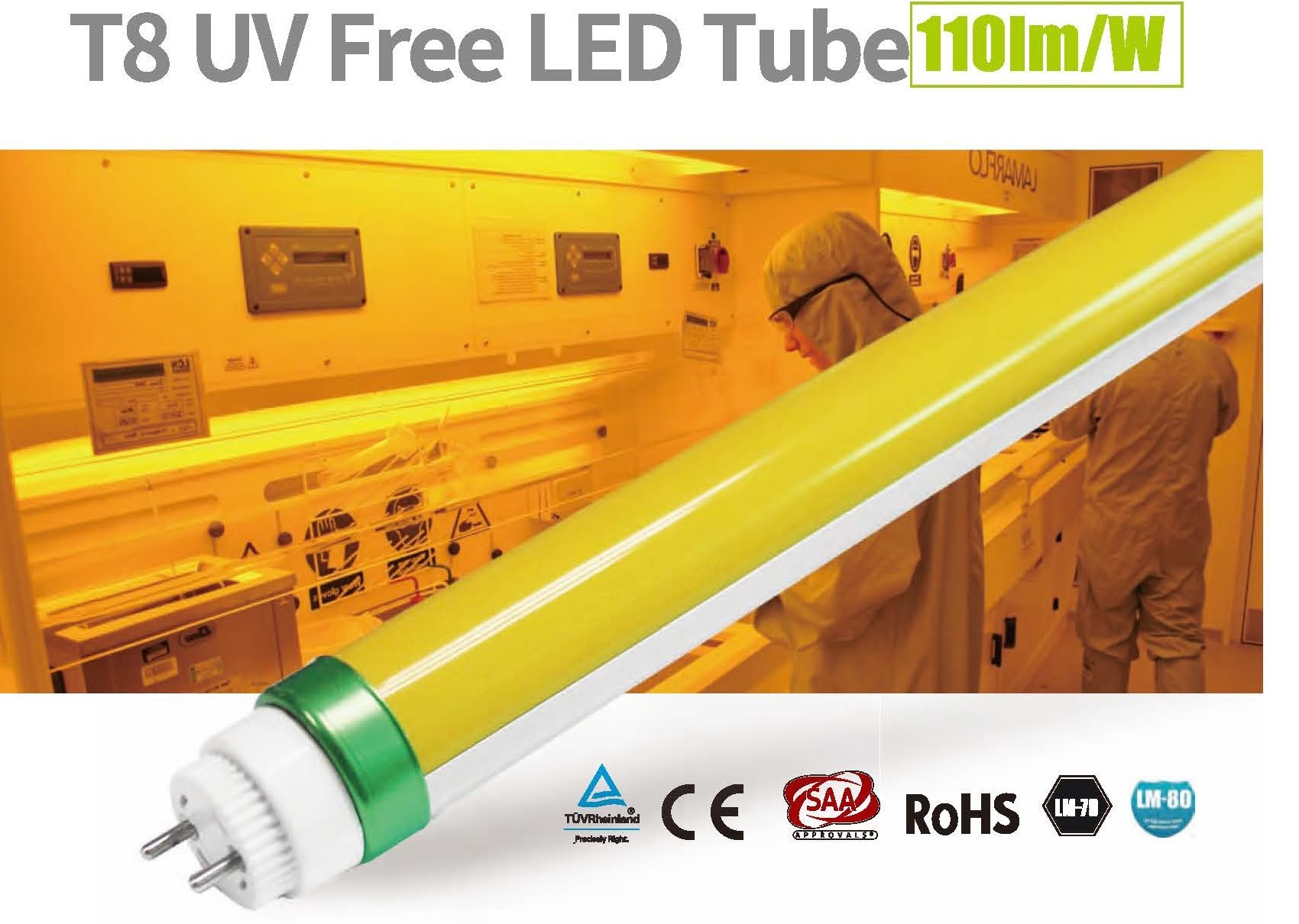 UV free T8 LED tubes